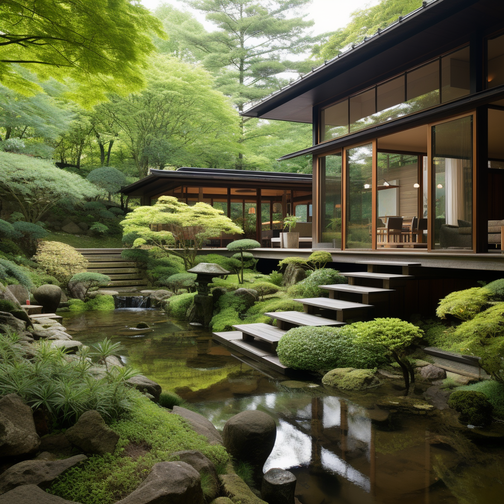 serene Japanese style home garden